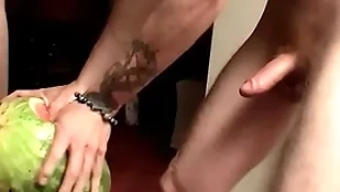 Three straight deviants fianc? watermelons and organize to cum