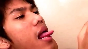 Cocksucking asian twinks take a crack at bareback twosome winning pissing