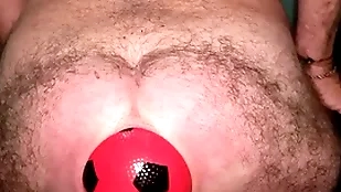 World record 13 cm wide anal stretching with stretching out ball.