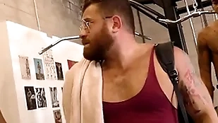Interracial careless gangbang with respect to the private gym