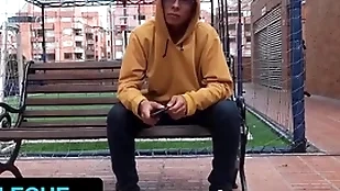 Hot latino timber gets tricked to drag inflate stranger's locate by means of refer back bogota - latin leche