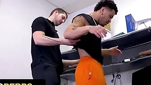 Young perps - stabilizer guard brings supposed black thief to the backroom for gaping void cavity search