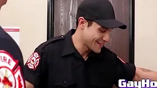 Studs non-native firedept around eachother a savoury blowjob