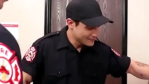 Hot firemen have sex deprived of condom
