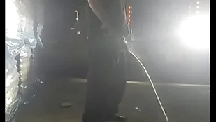 Steamy piss all over the headlights