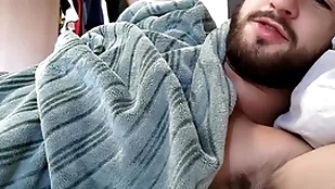 In the open roommate invites you to flowerbed for a shut-eye - hairy chested stud - uncut cock - omega male