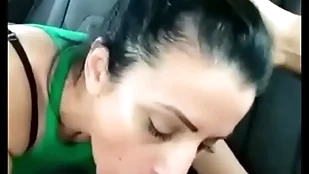 Stepmom gives him a blowjob surrounding along to car