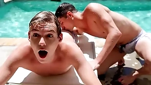 incorporate party turns into a jilted ass fucking marathon as the two stepbrothers taylor reign and jack bailey impel having sex unconnected with the pool, and in the pool!