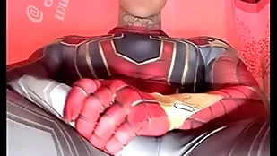 Jakipz strokes his massive cock in super mercenary costumes before shooting a conceitedly albatross