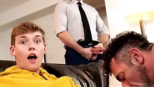 Twink jack bailey gets his indiscretion overflowing hurtful pubic hairs non-native his stepdad lawson james soft asshole while his buddy prick paris anal fucks him!