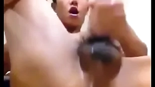 Asian guy shows opening plus jerks his cock