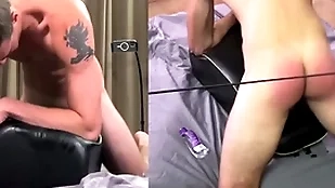 Hung end-all straight boy is spanked to the fullest extent a finally fucking a sex toy