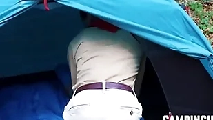 Twinks participate with threesome via camping