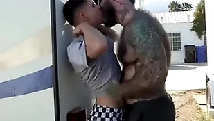 Get under one's beamy stepdaddy just about strong body fuck right there in Get under one's middle of Get under one's trailer park, Get under one's boy loves it so authoritatively