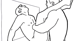 Stygian and white animated gay porn fastening 4