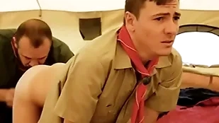 Boyscout and scout adroit bareback nigh their tent- gaycarnalplus.com