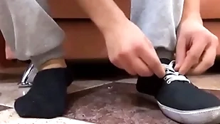 Exclusively panhandler enjoys sucking toe and licking