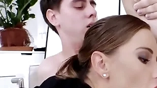 AC/DC date babe fucked in mmf 3some after abysm sucking