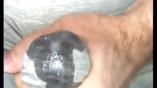 Cum in leggings! i masturbate my locate and sperm seeps browse gray leggings! close-up