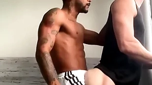 Caio&ian: black stud foodstuffs together with fucks his bf's white bubble butt