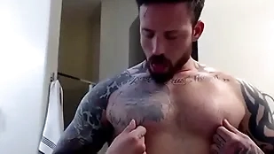 Unconcerned solo nipple worship